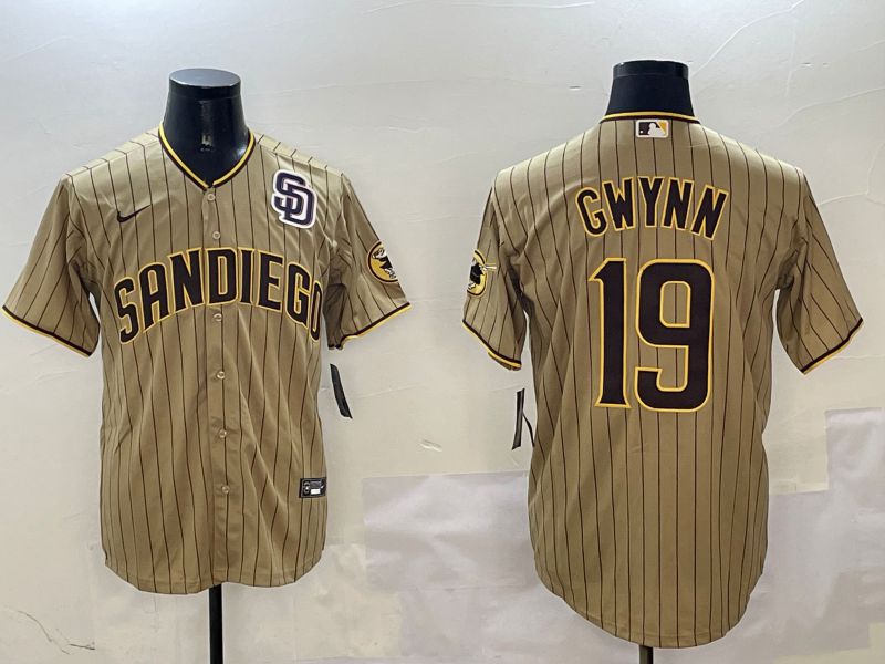Men San Diego Padres #19 Gwynn Brown Stripe Game 2025 Nike MLB Jersey style 3->san diego padres->MLB Jersey